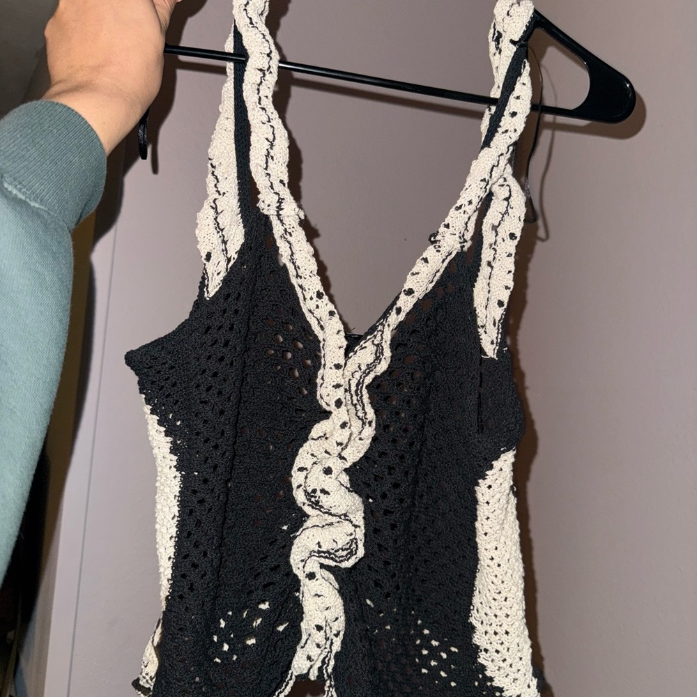 Black and Cream Crochet Top